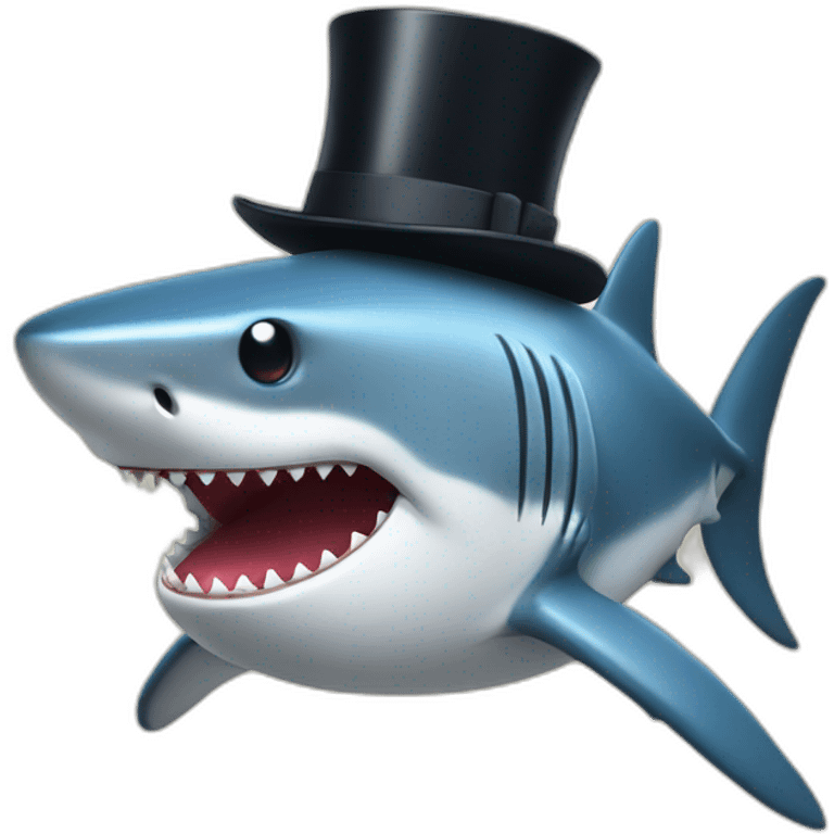 Shark with a top hat emoji