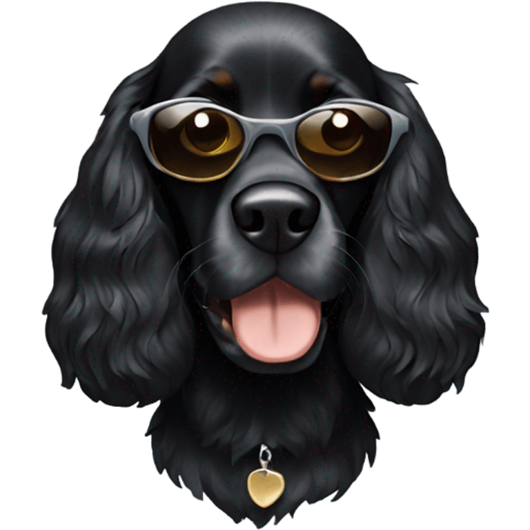 black spaniel with sunglasses on emoji