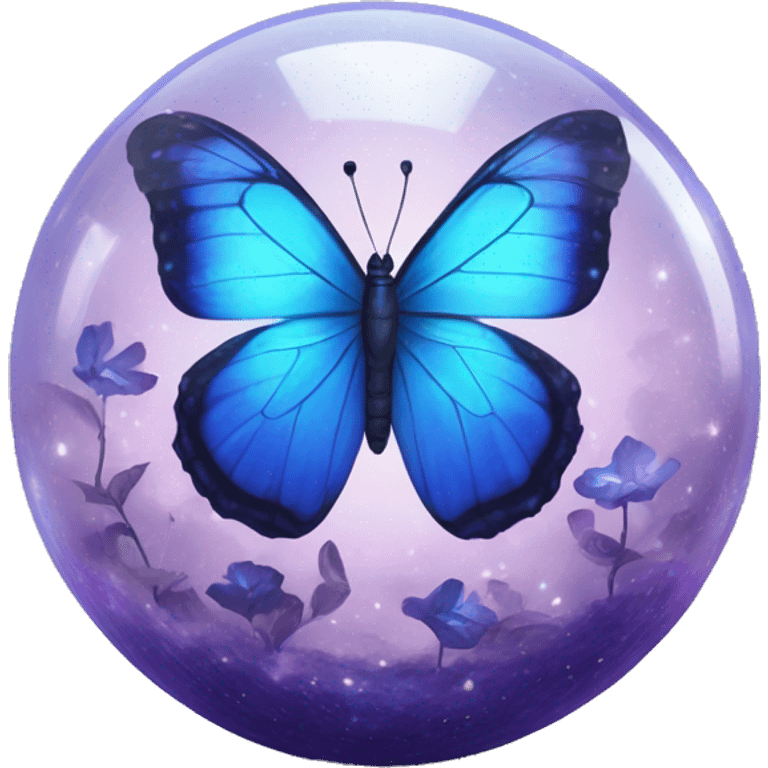 blue violet butterfly inside a magical dream sphere emoji