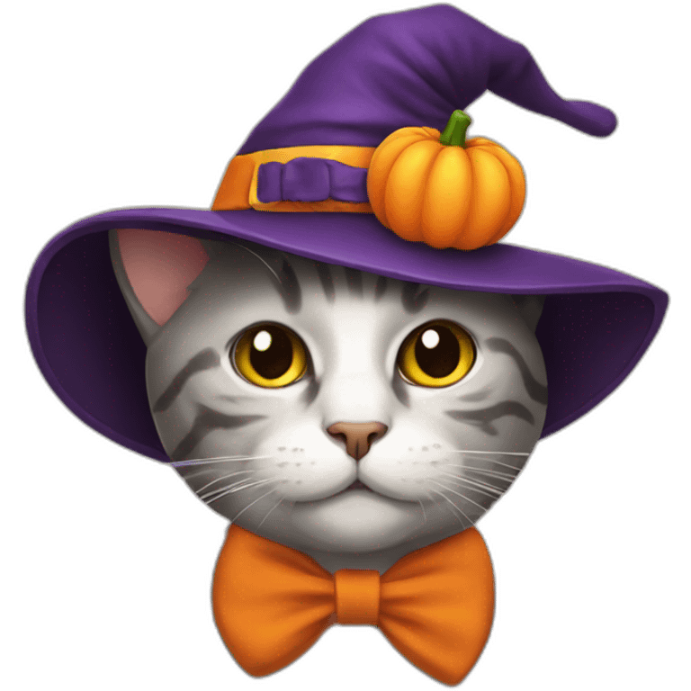 Cat wearing Halloween hat emoji