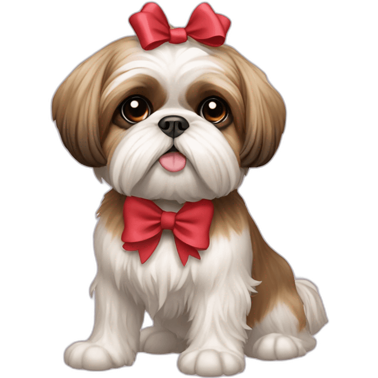 Dog Shih Tzu with a bow on head full-body emoji