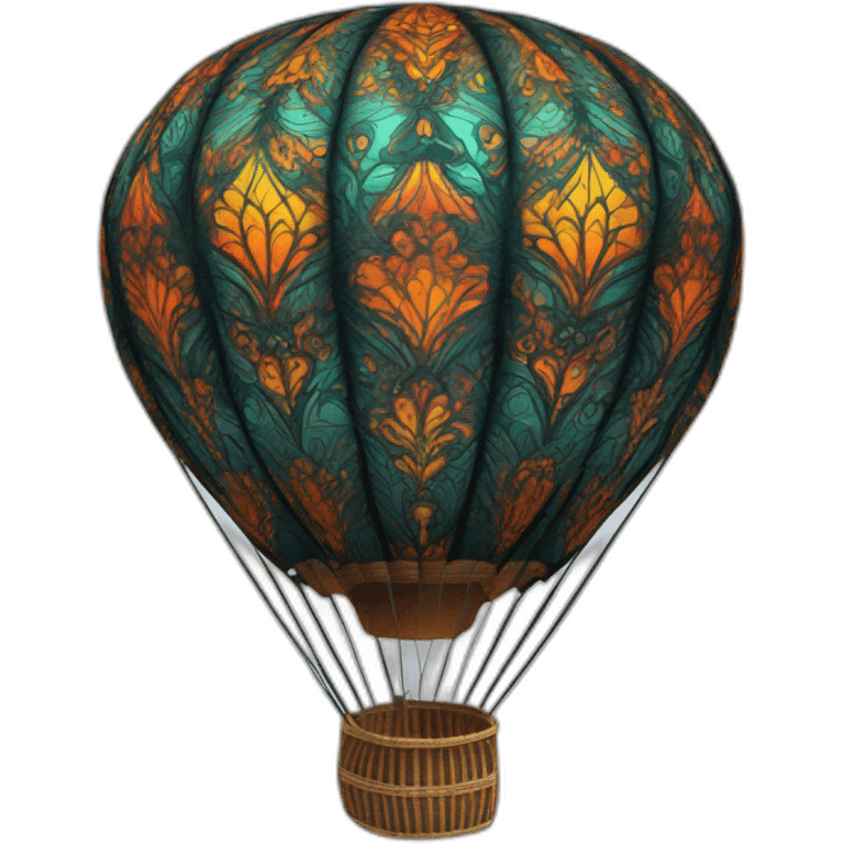 Mandala darker colorful Fractal pattern hot air Balloon emoji