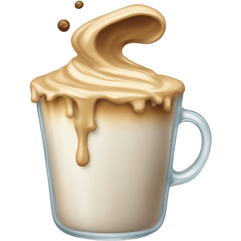 Creamy, overflowing coffee in a glass cup emoji