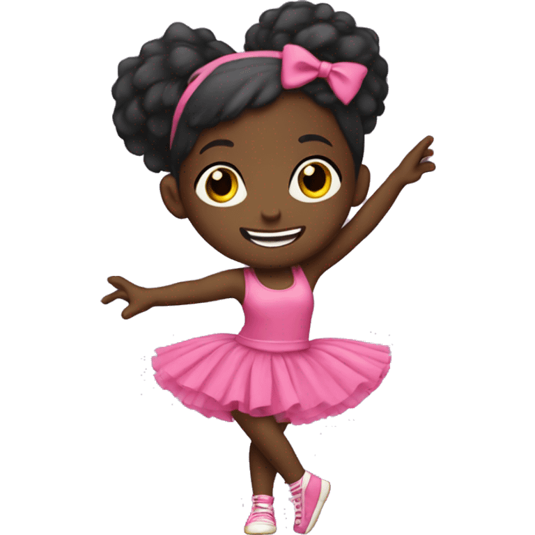 Black little girl dancing with a tutu on emoji