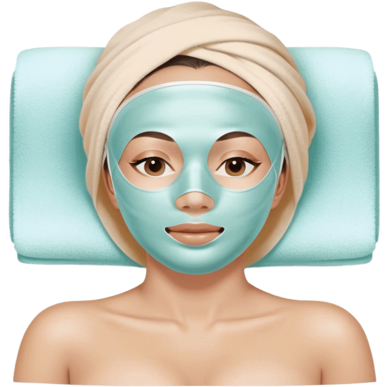 Lady with pastel face mask spa beauty full face relaxing emoji