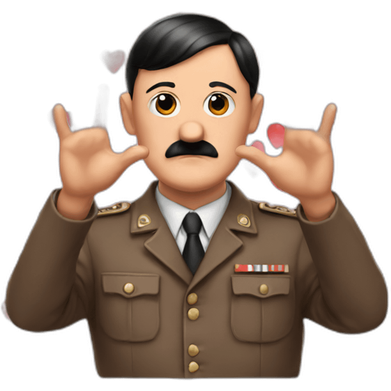 hitler making a heart symbol with his hands emoji