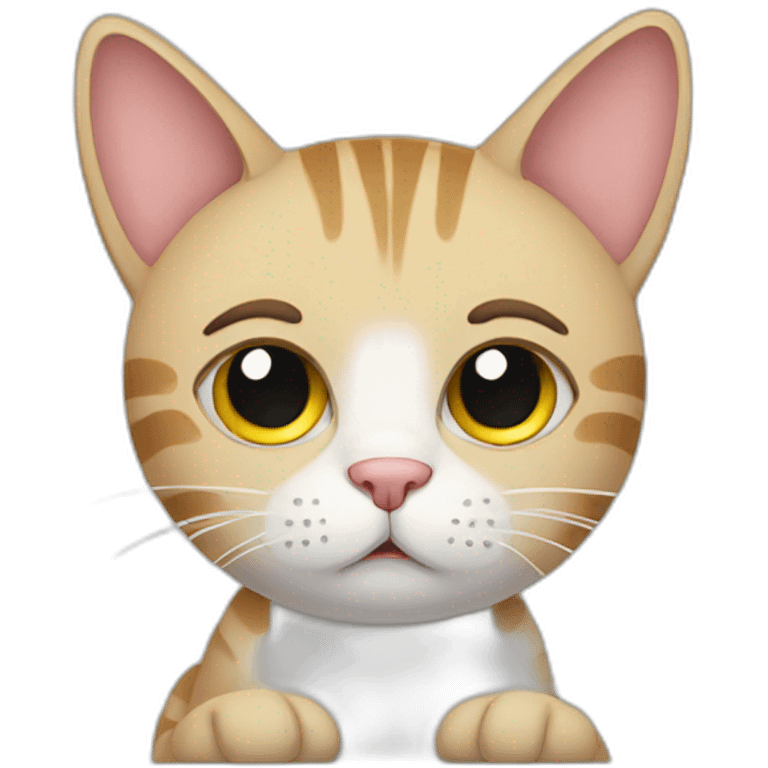 cat sad working at office emoji