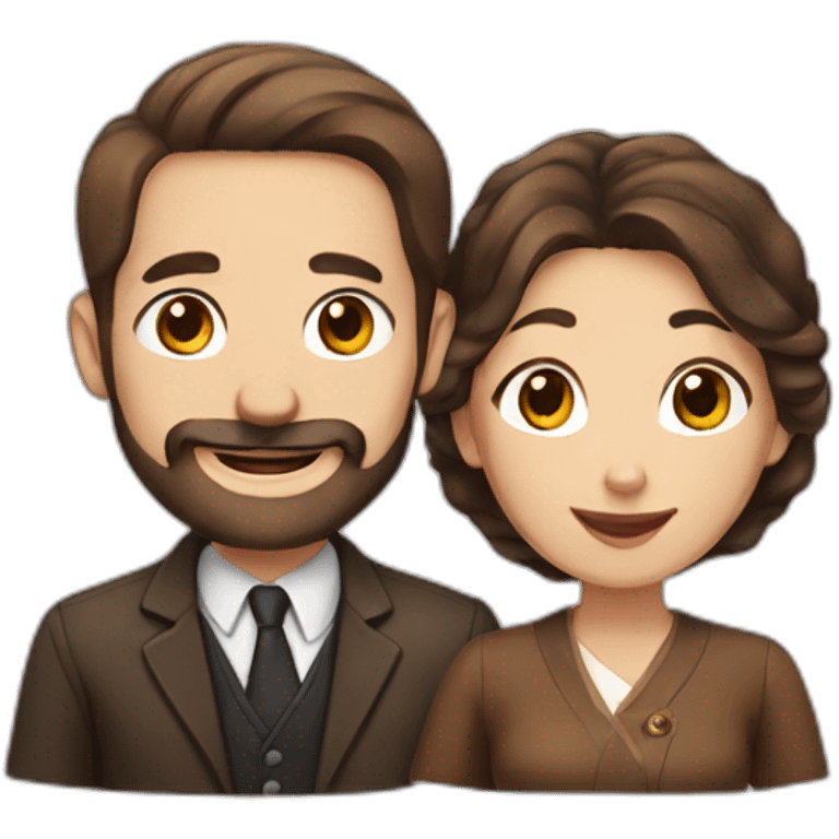 Jewish man and Chinese lady with brown Staffordshire terrier emoji