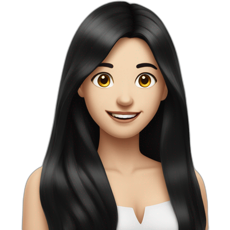 Devil europan long black hair women smile emoji