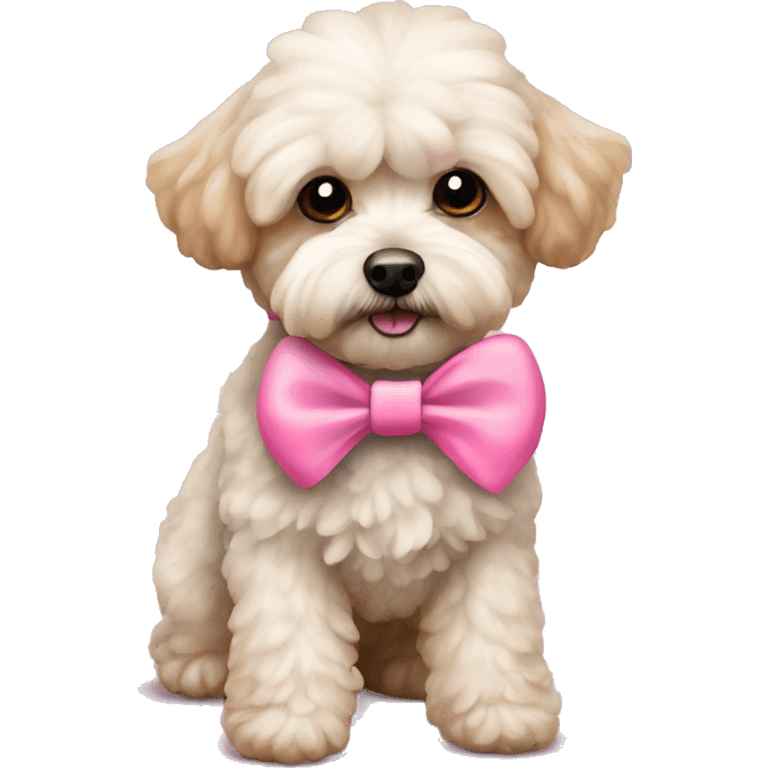 Maltipoo with a pink bow emoji