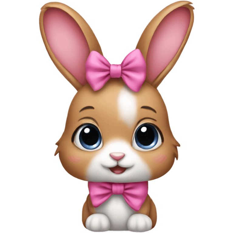 Cute bunny with bow emoji