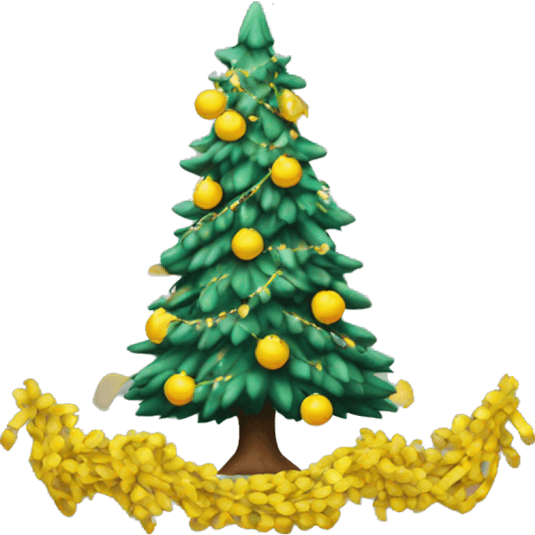 new year tree with yellow garland emoji