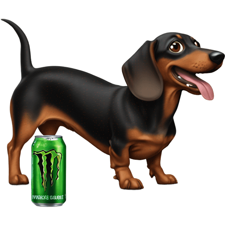 Wiener dog drinking monster energy  emoji