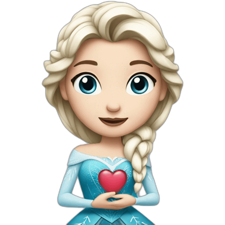 Anna un Frozen holding a heart emoji