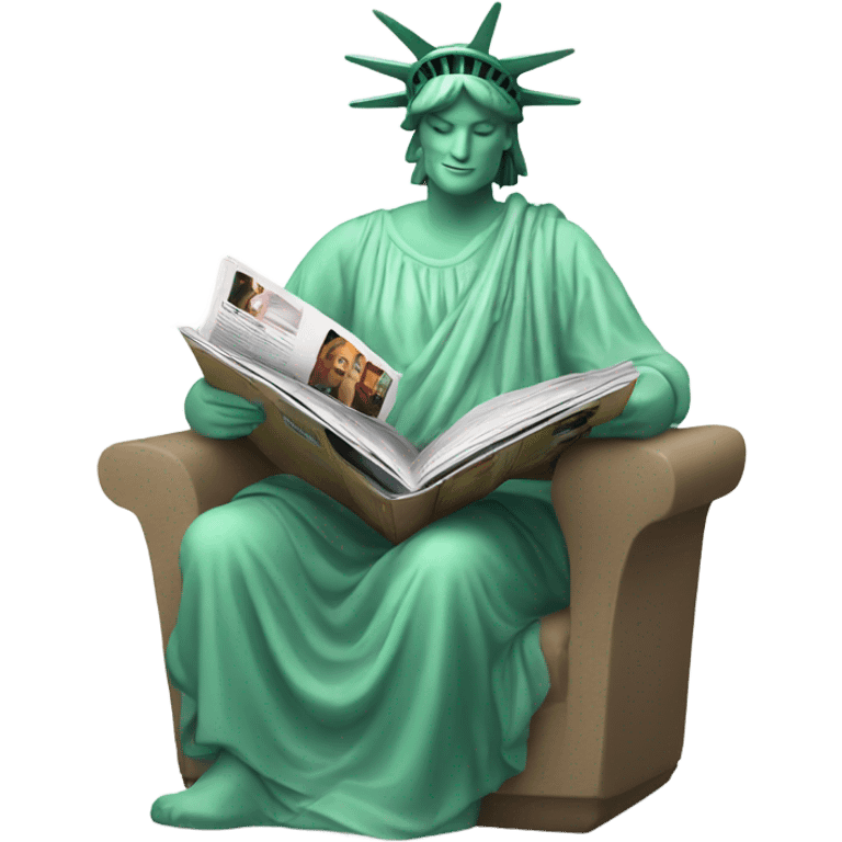 Statue of Liberty reading a magazine emoji