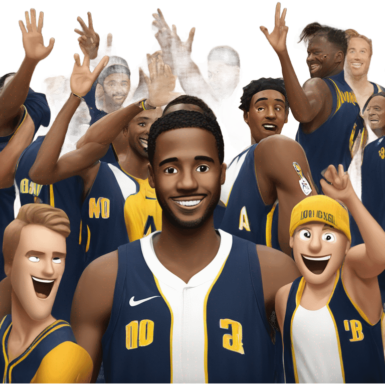 Pacers players giving a peace sign emoji