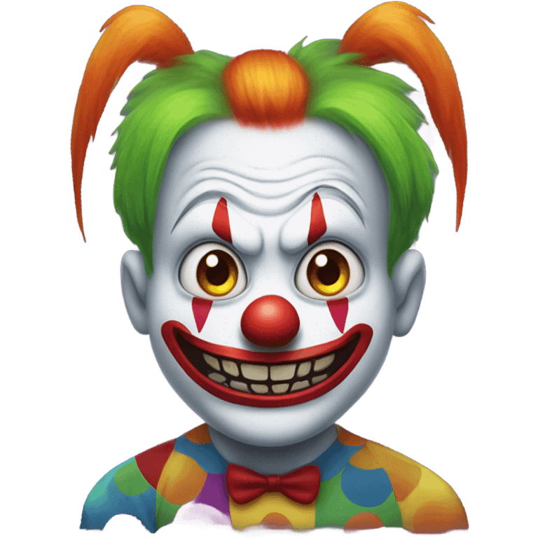 Scary clown with cat on head emoji