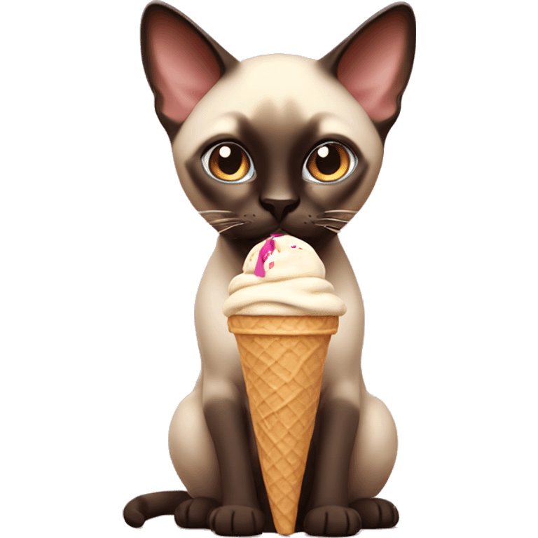 Siamese cat eat ice cream  emoji