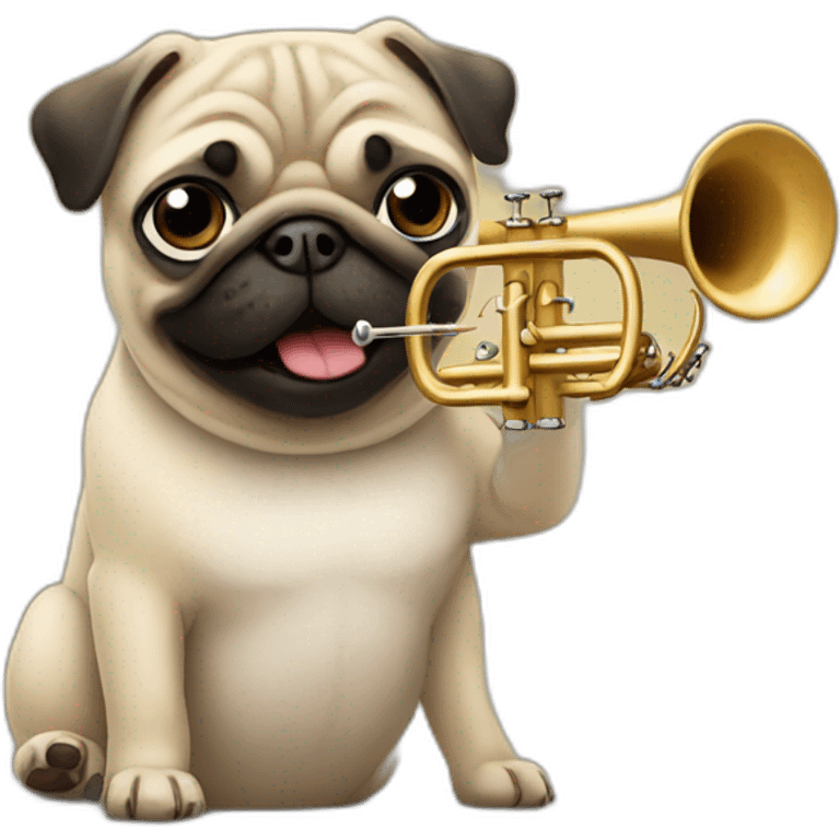 pug playing trumpet emoji