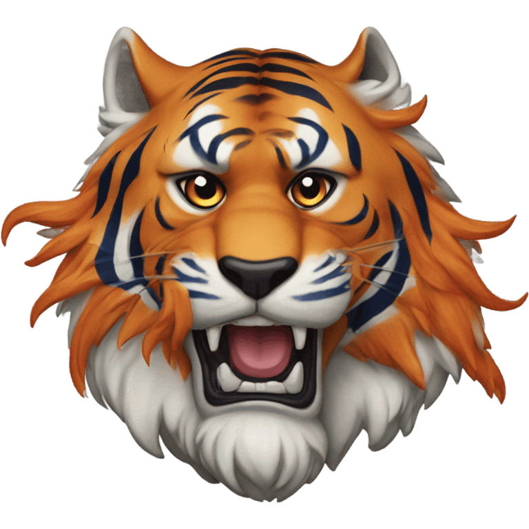 A fierce tiger that is Denver bronco colors emoji