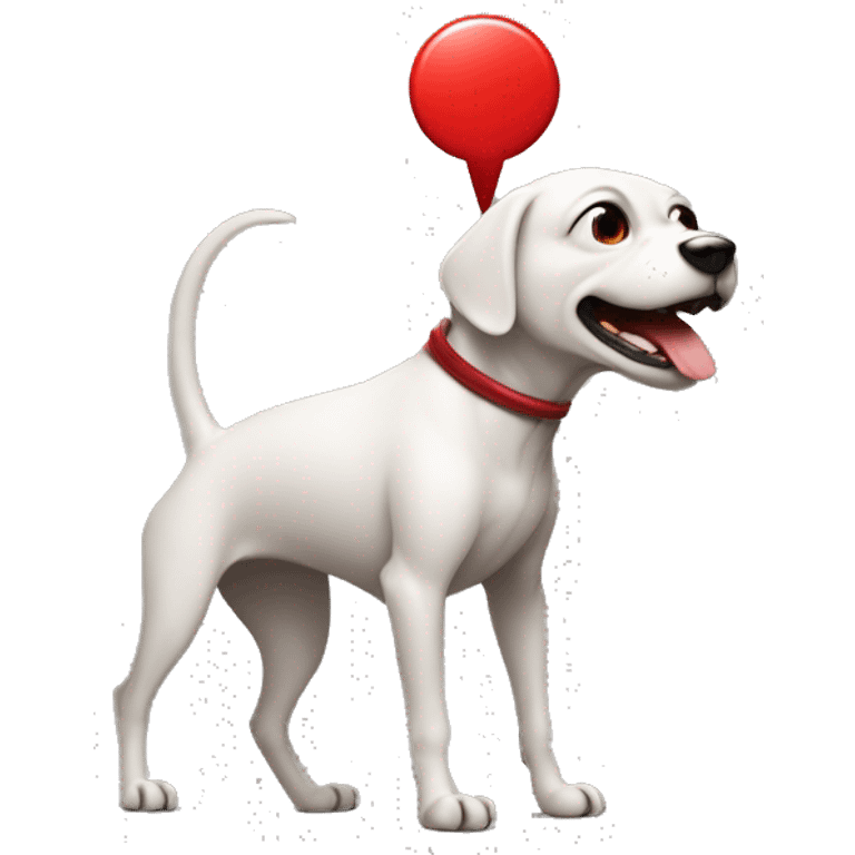 a alien dog looking away with red circle and arrows pointing at it emoji