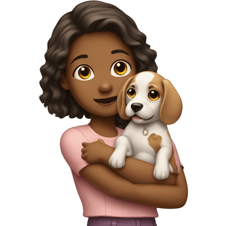 a girl holding a puppy emoji