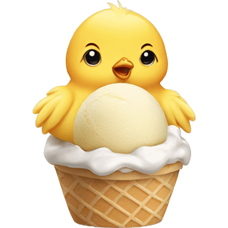 Baby chick eat ice cream emoji