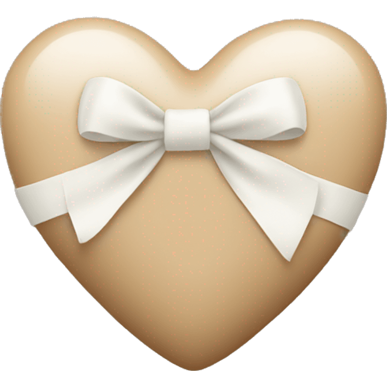 beige heart with white bow emoji