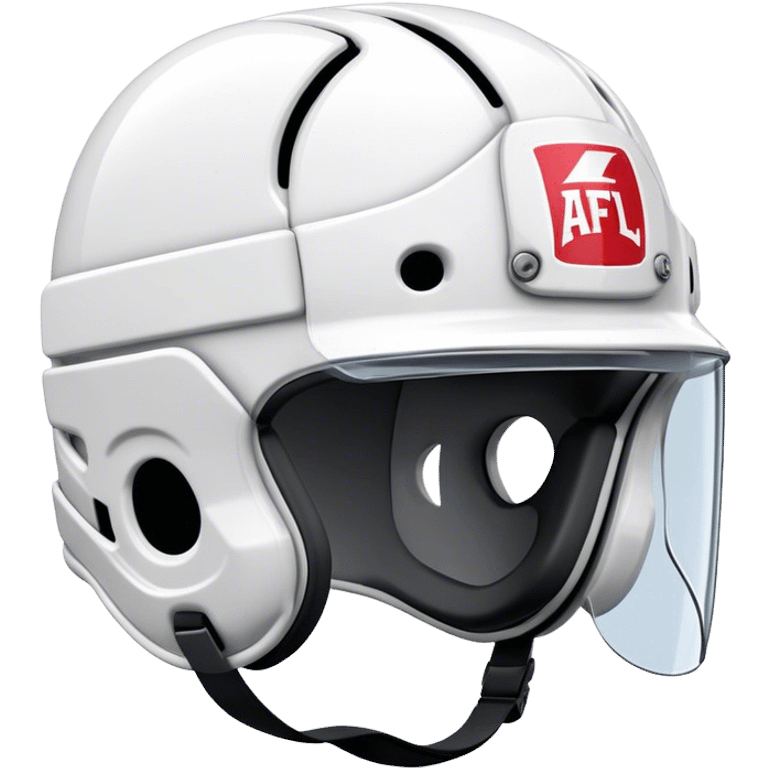 Cinematic Realistic image of AFL headgear featuring detailed cushioning and protective design elements, rendered with dynamic reflections on synthetic materials and set against a blurred action-packed background emoji