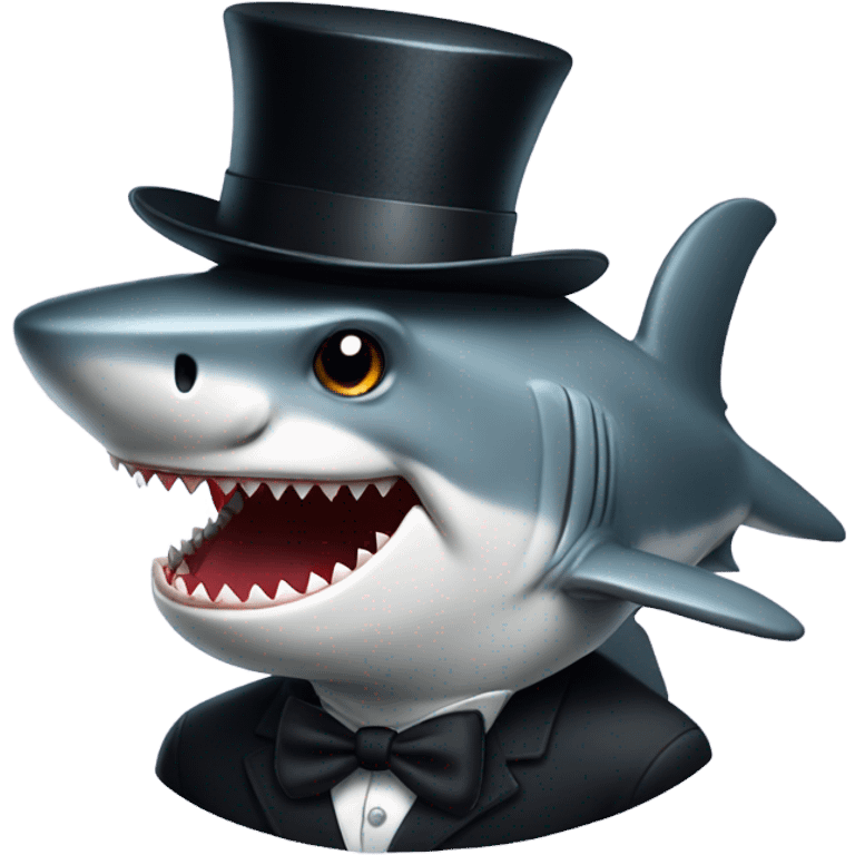 Shark with a top hat emoji