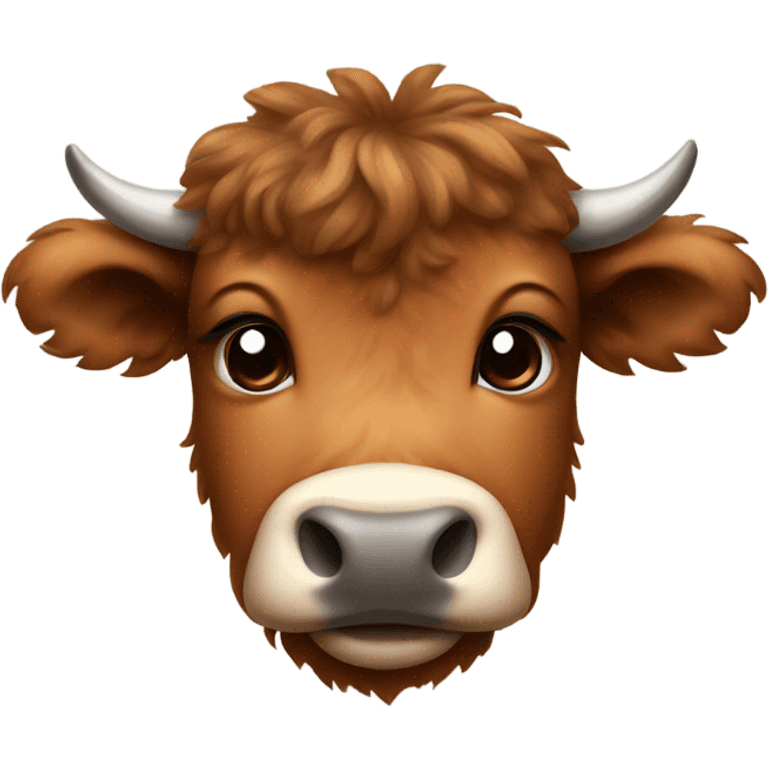 brown fluffy baby scottish cow with a small bow on head emoji