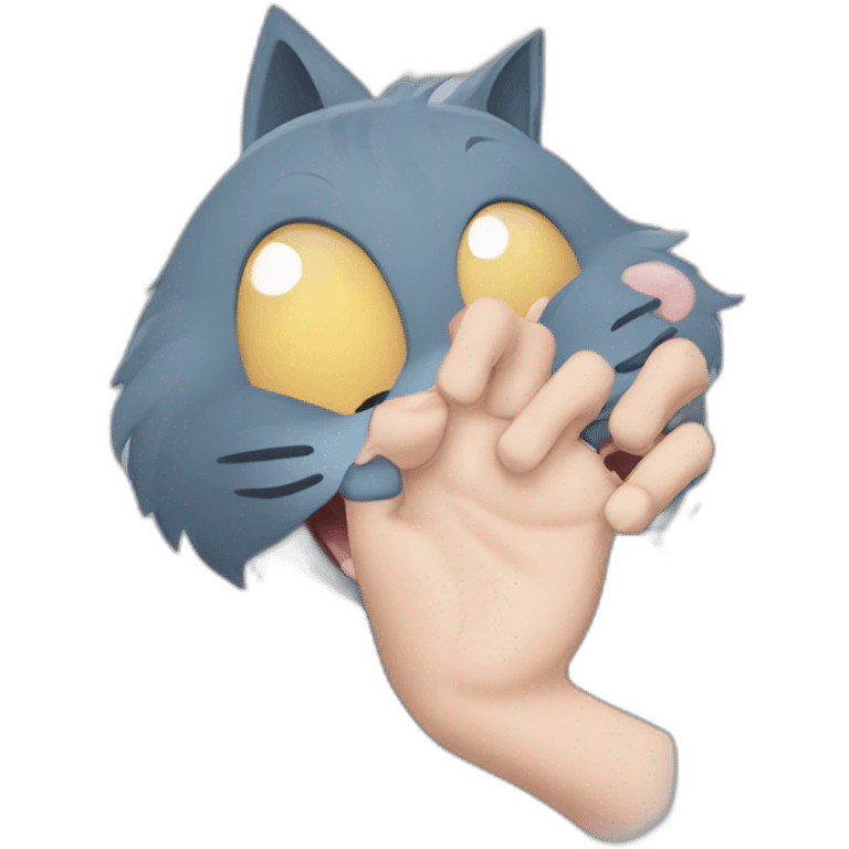 russian blue cat bite finger emoji