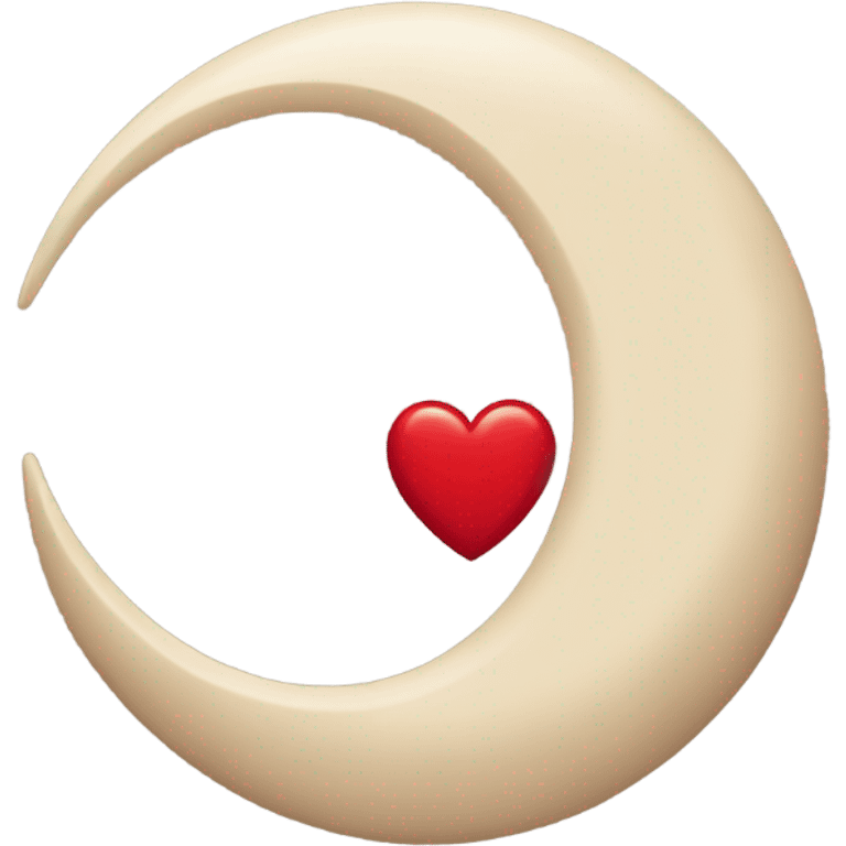 crescent beige moon with red heart emoji