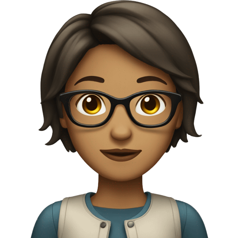 a tan girl with glasses and dark brown short hair emoji