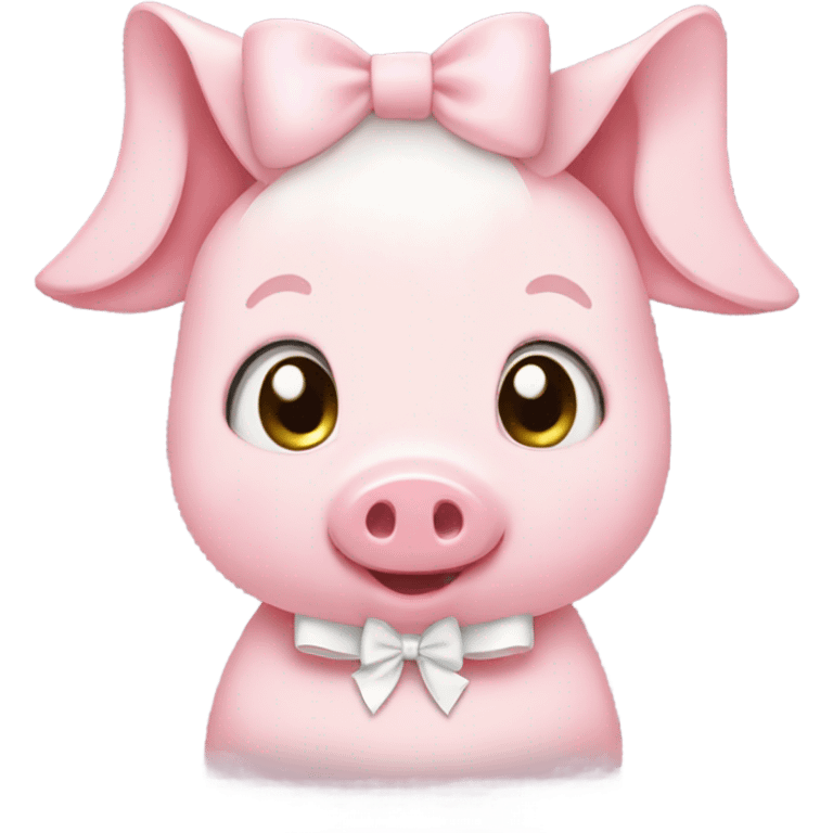 Cute Pink girl pig with a white bow  emoji