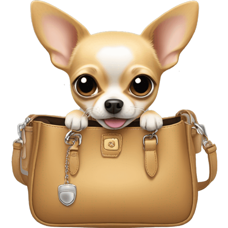 Blonde chihuahua (no white markings) riding in a purse emoji