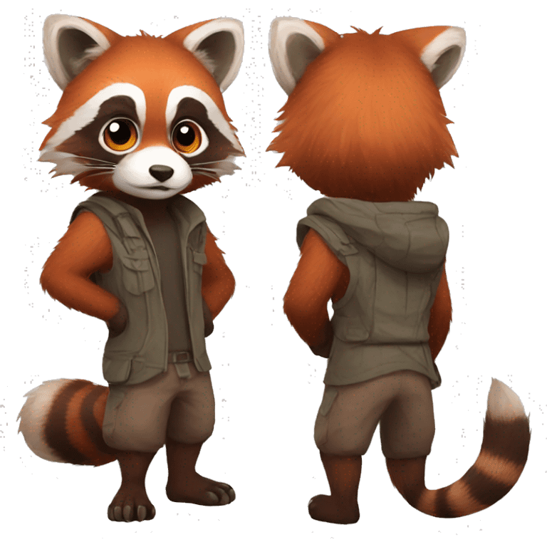 Raccoon Red Panda hybrid full body emoji