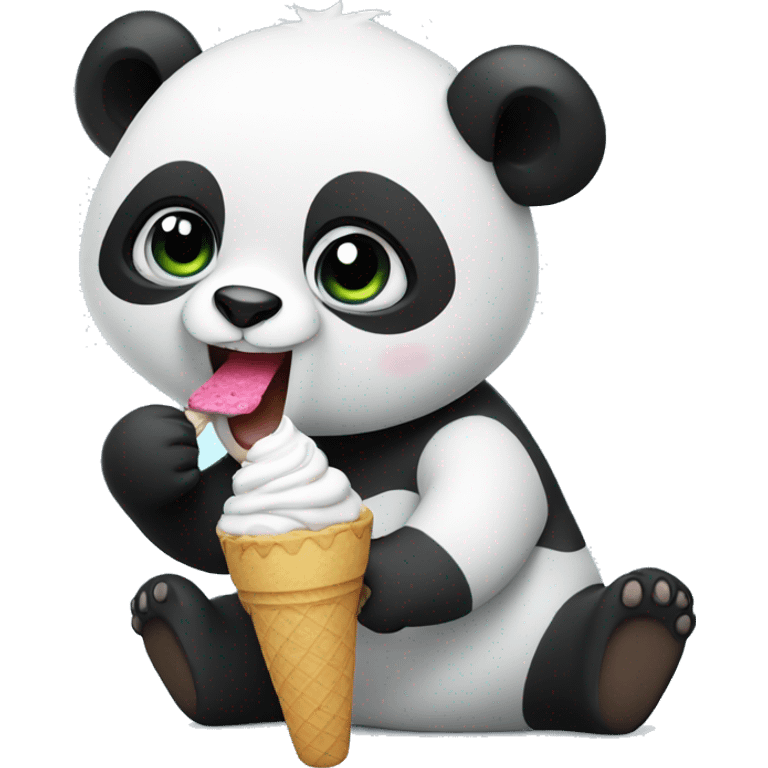 Panda eating ice cream emoji