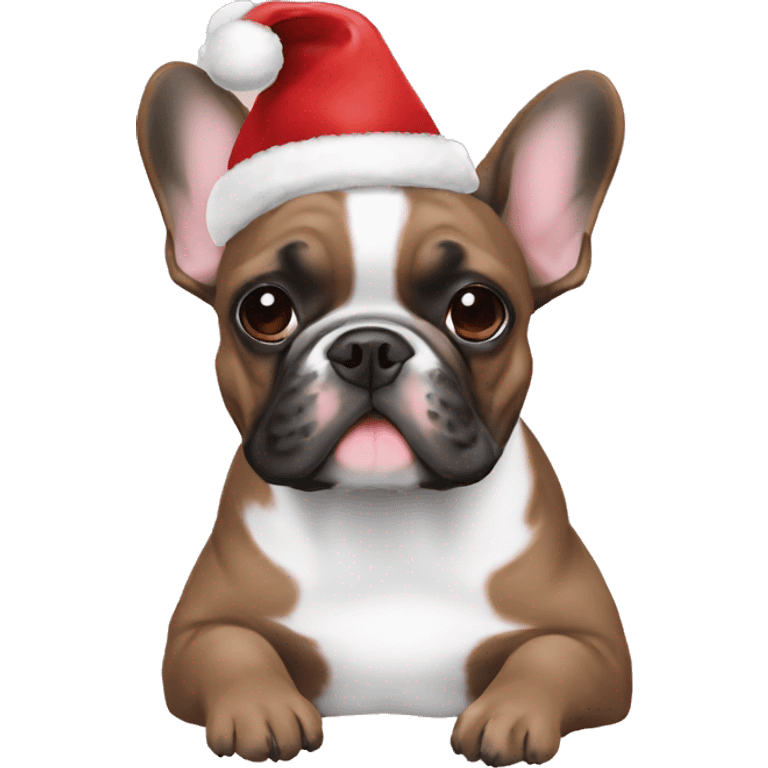 brindle frenchie christmas hat emoji