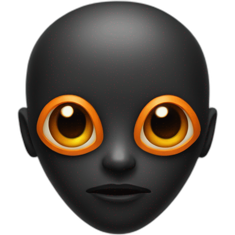 face alien black with orange details emoji