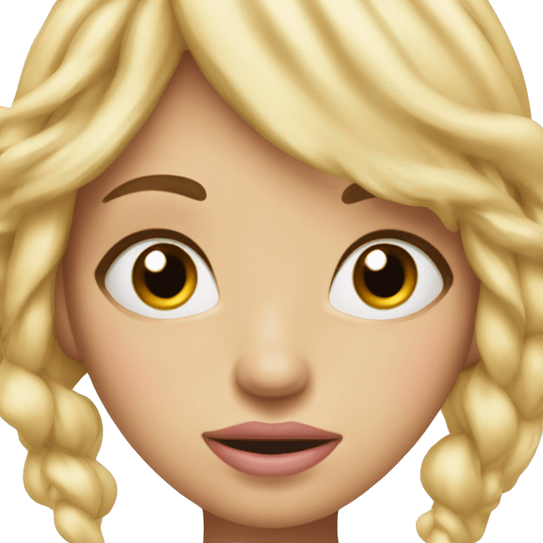 a blonde girl, with a big mouth, long eyelashes, pink blush and freckles emoji