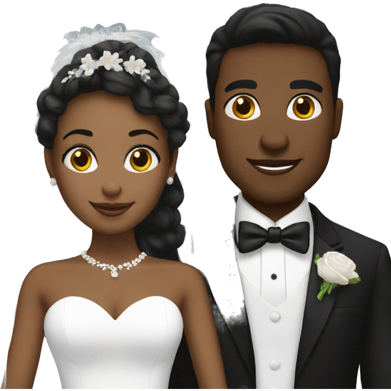 Black bride and white groom emoji