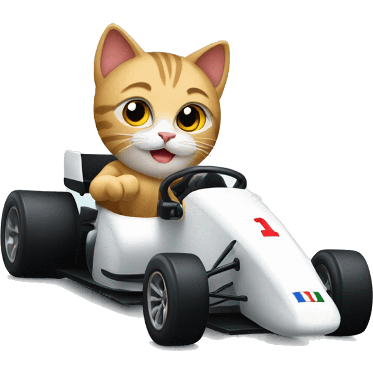 cat driving a f1 car emoji