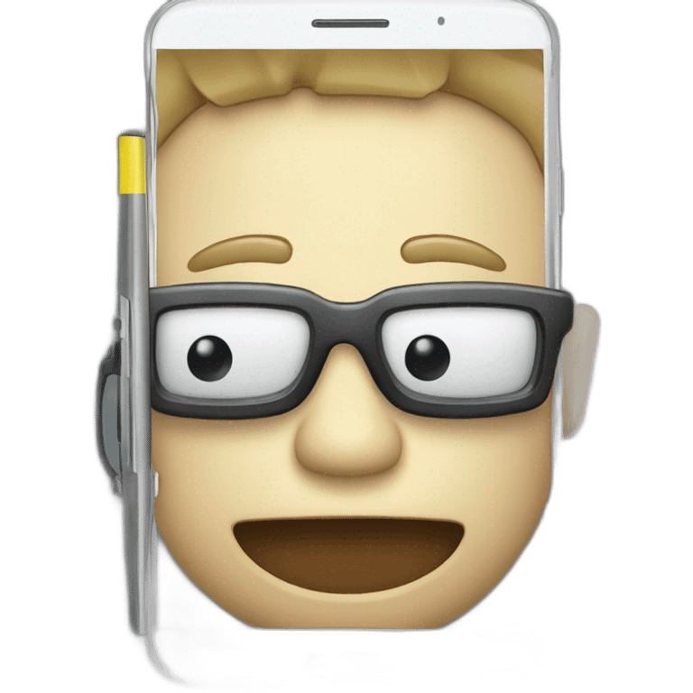 smartphone with a car wiper on the front camera emoji