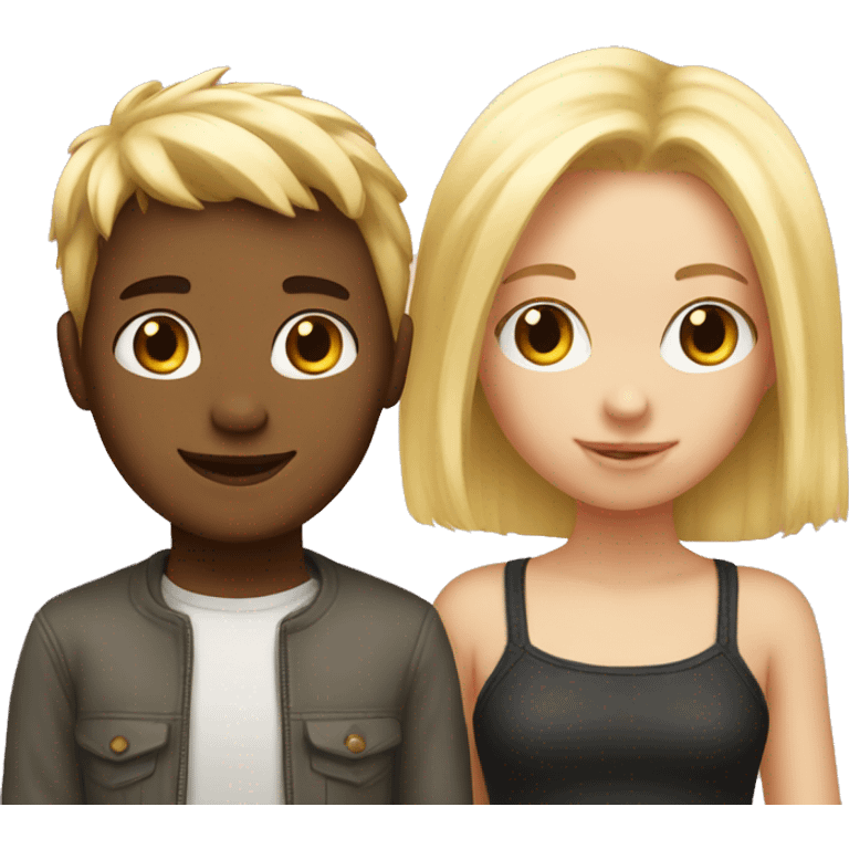 Pink hair girl and blond boy emoji