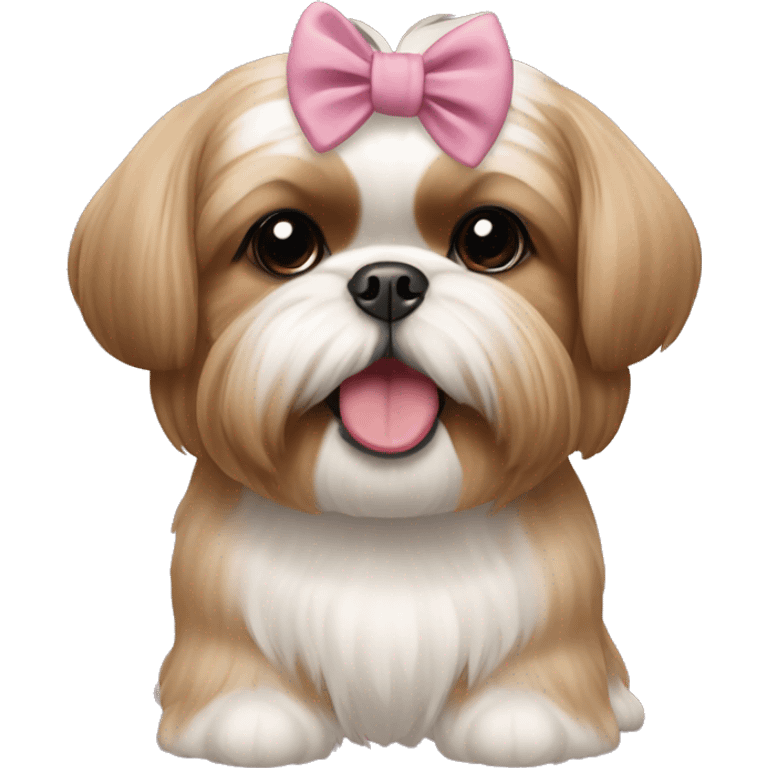 light brown shihtzu with a bow in her head smiling emoji