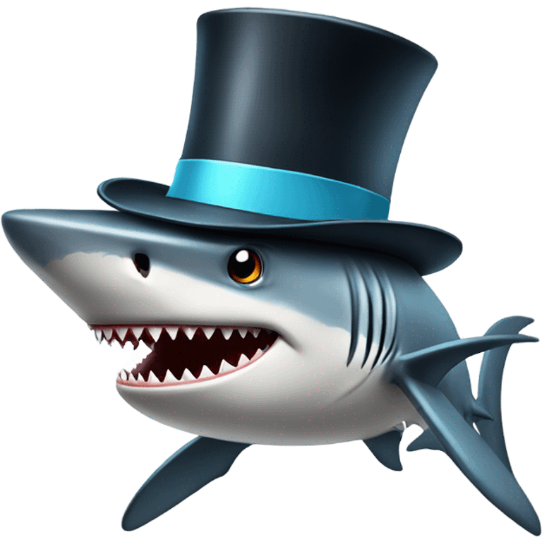 Shark with a top hat emoji