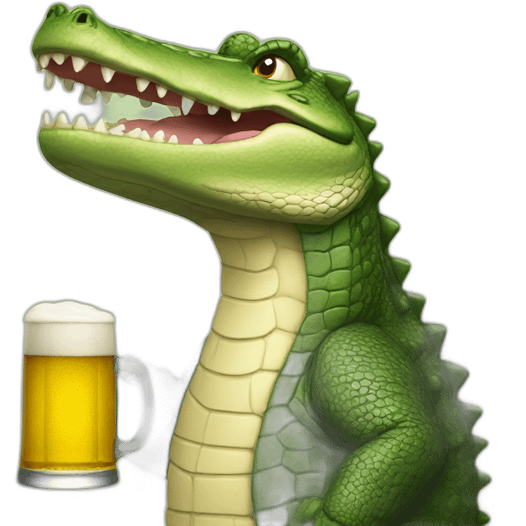 crocodile drinking beer emoji