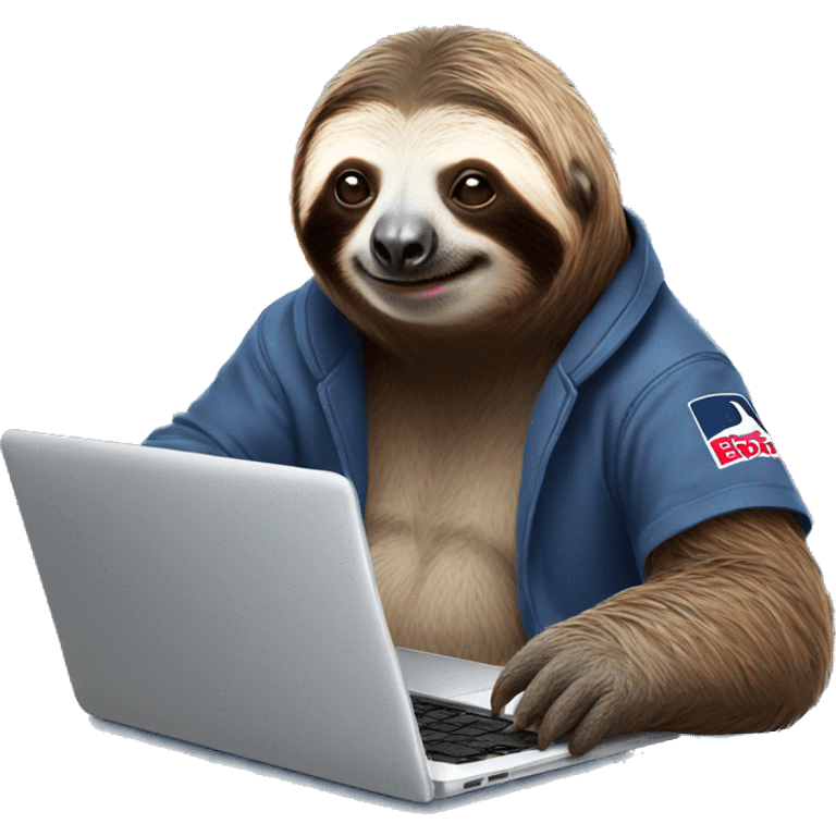 sloth with RedBull and laptop emoji