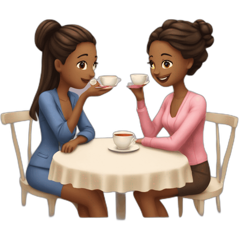 gossip over tea two girl friend emoji